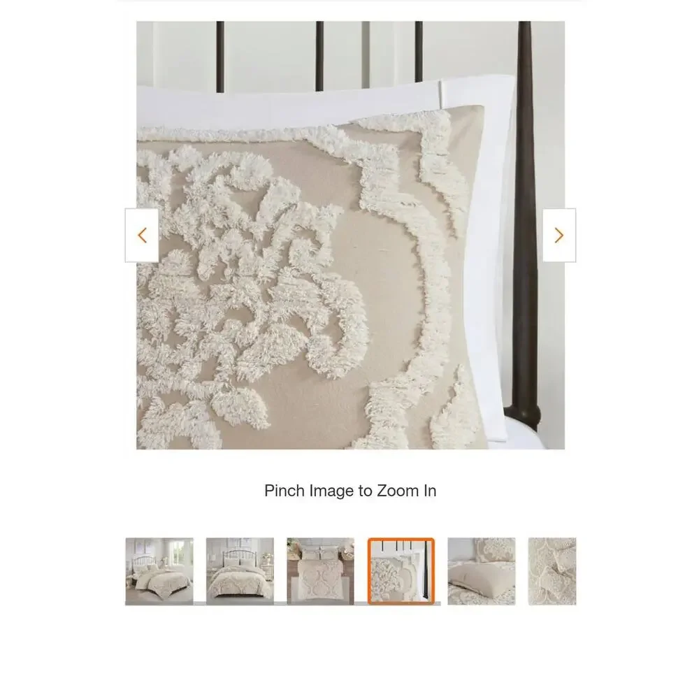 Aeriela 5-Piece Taupe King/Cal King Tufted Cotton Chenille Damask Comforter Set